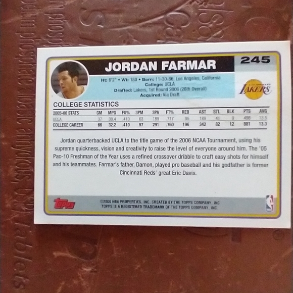 Jordon Farmar basketball card - Picture 4 of 9
